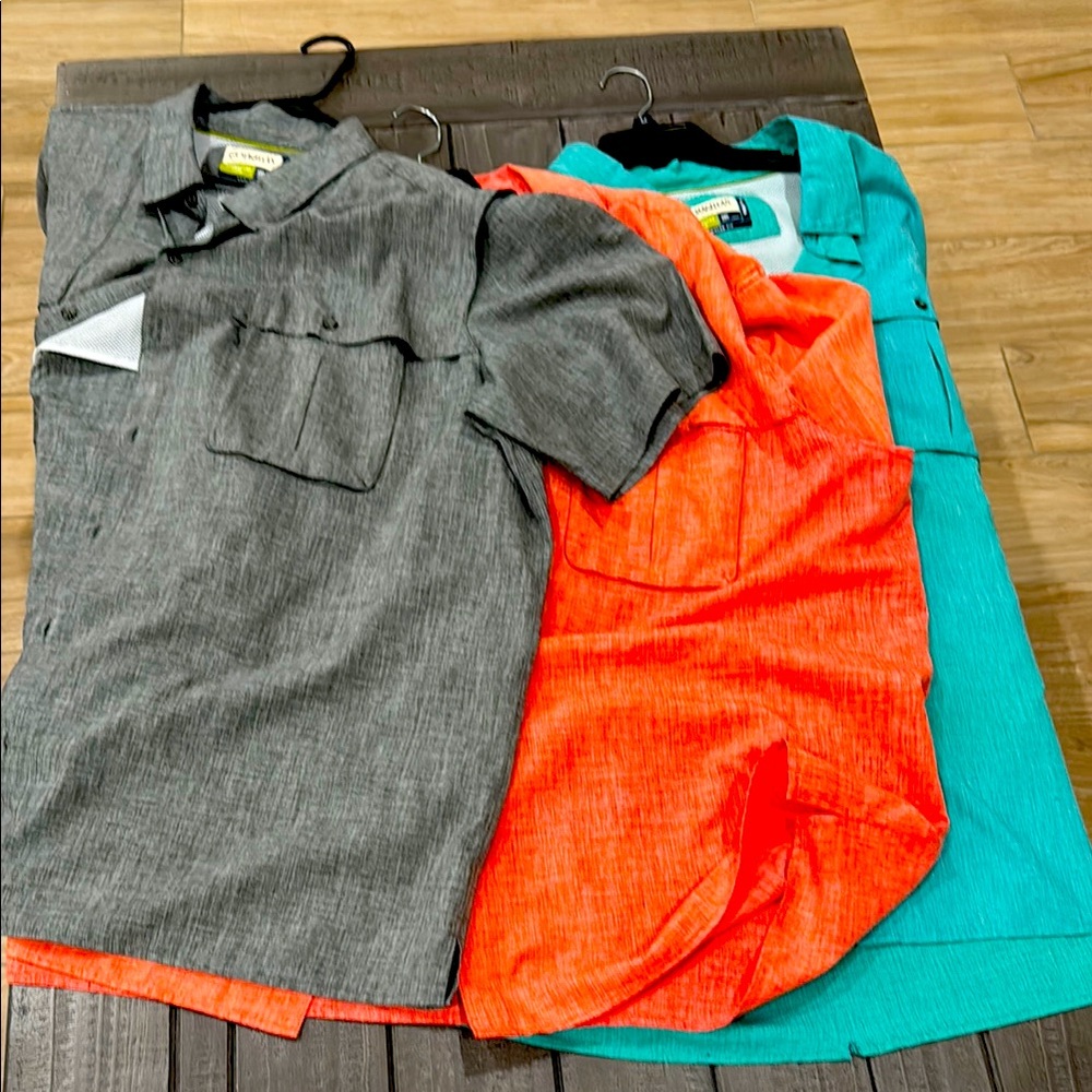 Magellan Men's Casual Button Down Shirt - Gray, Orange, and Teal